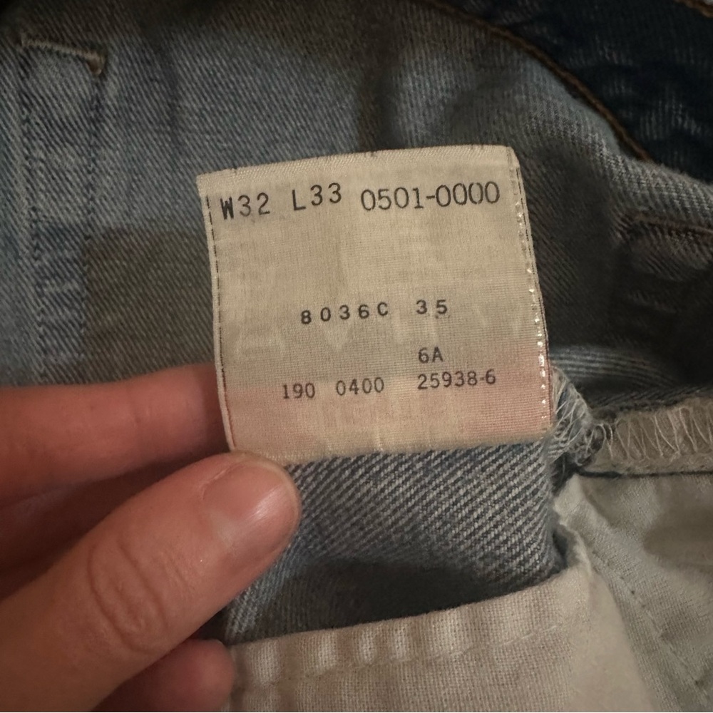 💚 Vintage Levi’s 501xx Blue Distressed Jeans (W32 L33) (27) - Picture 8 of 11